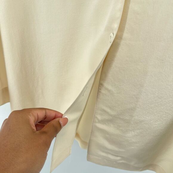 Diane Gilman Petite Women’s Cream 100% Silk Button Front Blouse Small Washable - Picture 6 of 14